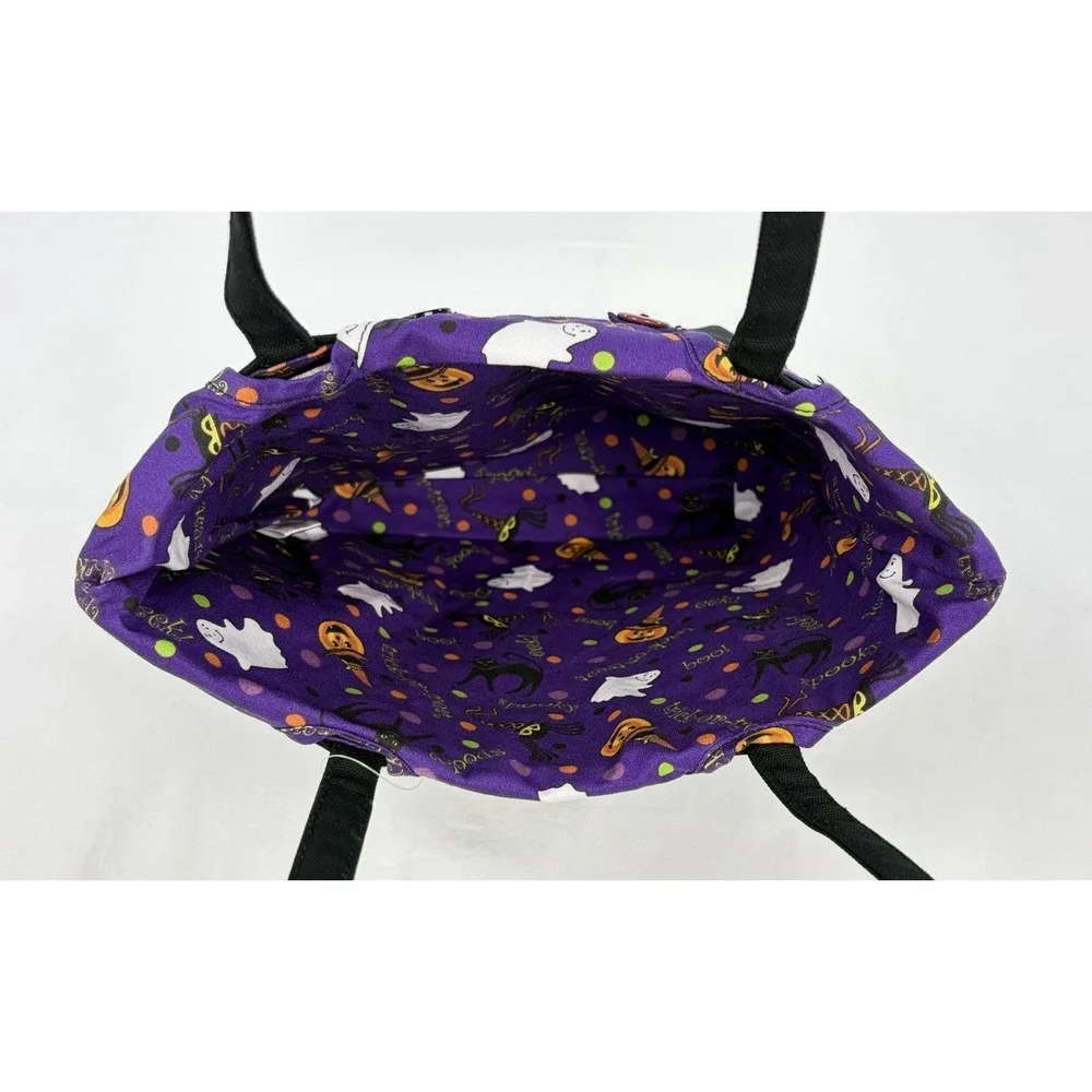 Vintage Longaberger Happy Halloween Small Shopper Tote Bag New Purple Pumpkin